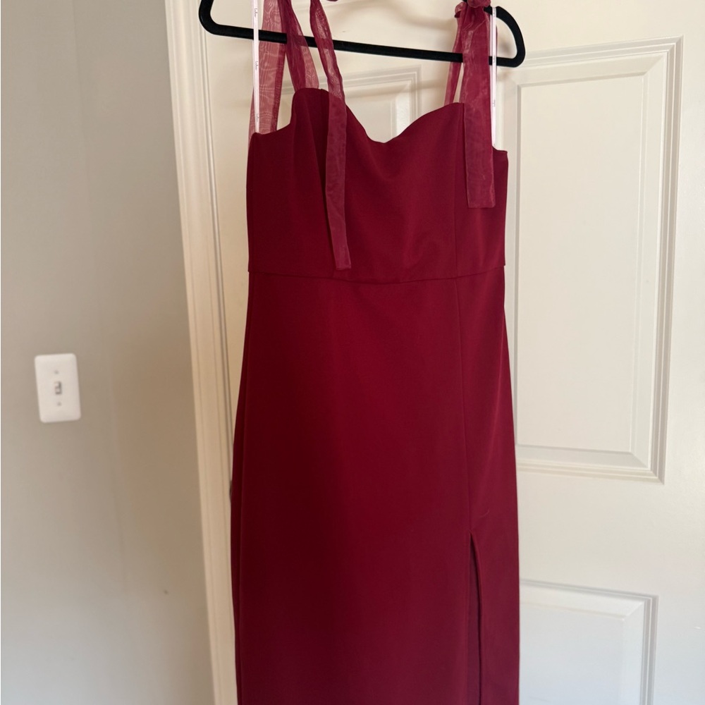 Lulu's Burgundy Midi Dress with Straps
